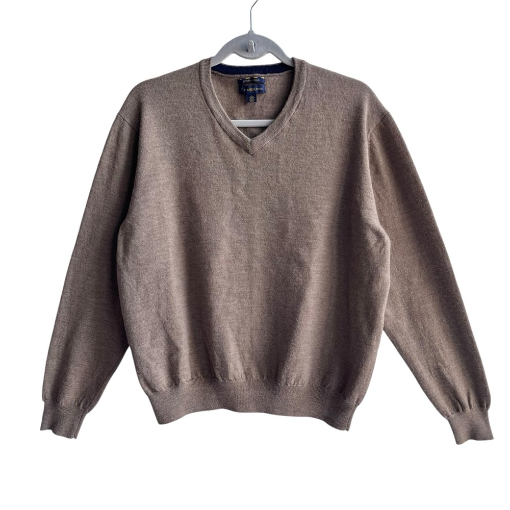 Vintage 90's Club Room Estate Merino Wool Sweater Women’s L Brown V Neck Classic